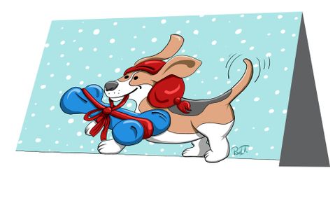 Lille hund med julegave